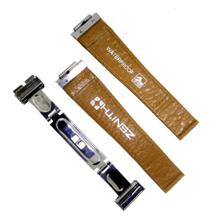 Zenith Bracciale pelle Pacific 16/18 mm con attacchi e chiusura in acciaio