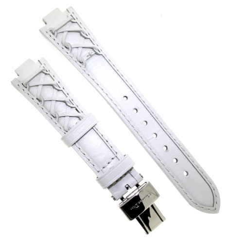 Christian Dior Cinturino in pelle bianco 8/18/14 mm per modello Riva