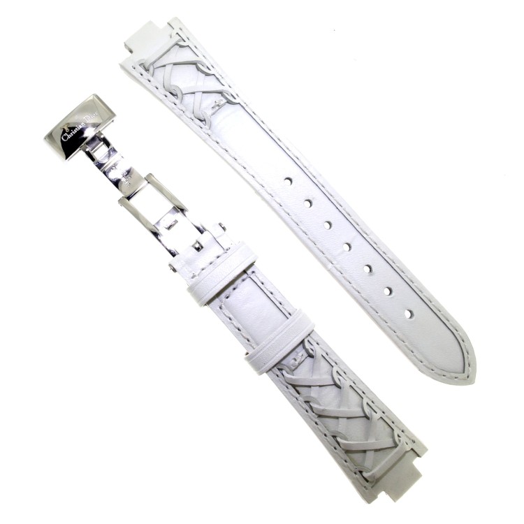 Christian Dior Cinturino in pelle bianco 8/18/14 mm per modello Riva