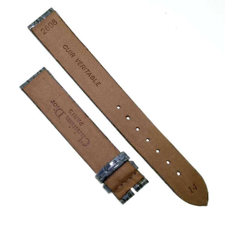 Christian Dior Cinturino in pelle azzurro lucido 14/14 mm per modello Malice