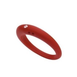 Anello DUEPUNTI size SMALL G Rosso Infedele Silicone Diamante a Brillante ct 0,02 e Argento 800