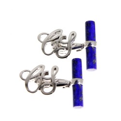 Polsini con Coppia di Iniziali in Corsivo in Argento 925°° e Lapislazzuri 2