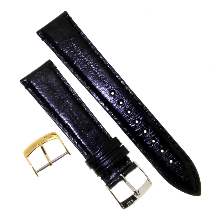 Cinturino Vitello Cucito a Mano Nero opaco 20/18 mm classico