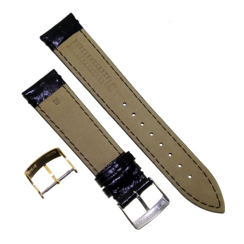 Cinturino Vitello Cucito a Mano Nero opaco 20/18 mm classico