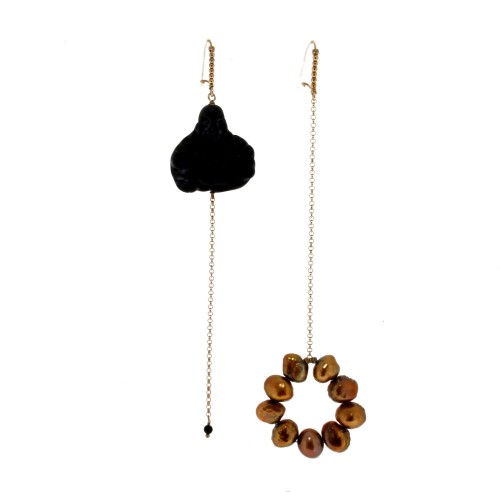 Orecchini Buddha Oxidiana Perla Onice Argento cod 195