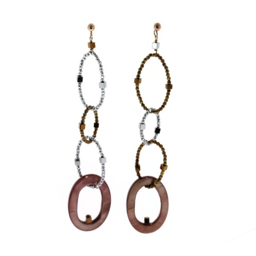 Orecchini lunghi Madreperla Ematite Argento cod 307