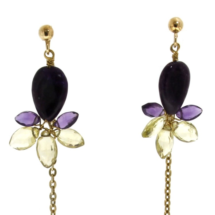 Orecchini lunghi Ametista Argento cod 292