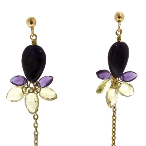 Orecchini lunghi Ametista Argento cod 292
