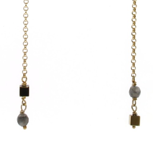 Orecchini lunghi Aqua Aura Ematite Agata Grigia Argento cod 294