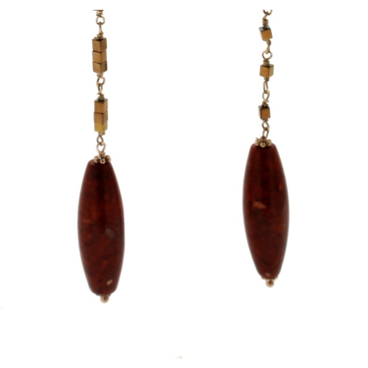 Orecchini lunghi Road Stone Ematite Argento cod 298