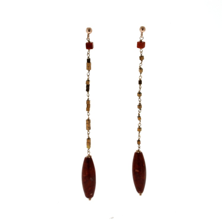 Orecchini lunghi Road Stone Ematite Argento cod 298