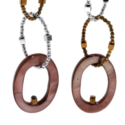 Orecchini lunghi Madreperla Ematite Argento cod 307
