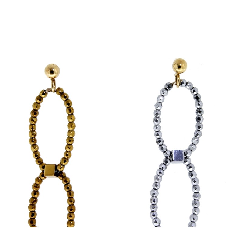 Orecchini lunghi Ematite Argento cod 309