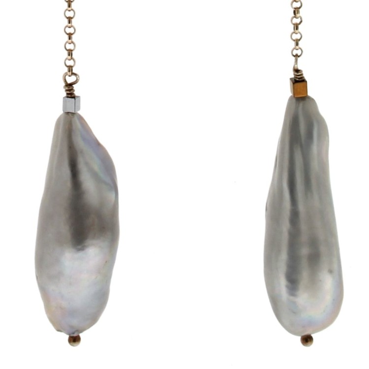 Orecchini Perla Grigia Ematite Argento, cod 322