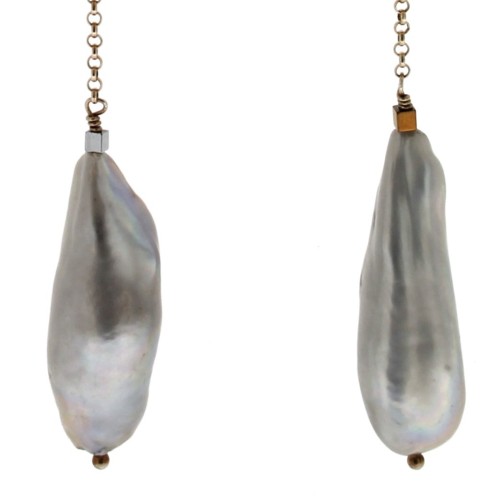 Orecchini Perla Grigia Ematite Argento, cod 322