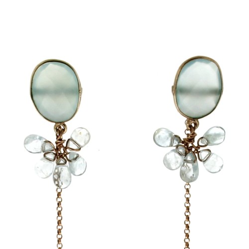 Orecchini lunghi Aquamarina Argento cod 357