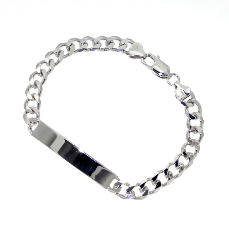 Bracciale Argento 925 Targhetta misura 7,6  x 1,8 mm maglia Grumetta gr 21