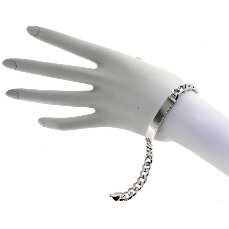 Bracciale Argento 925 Targhetta misura 7,6  x 1,8 mm maglia Grumetta gr 21