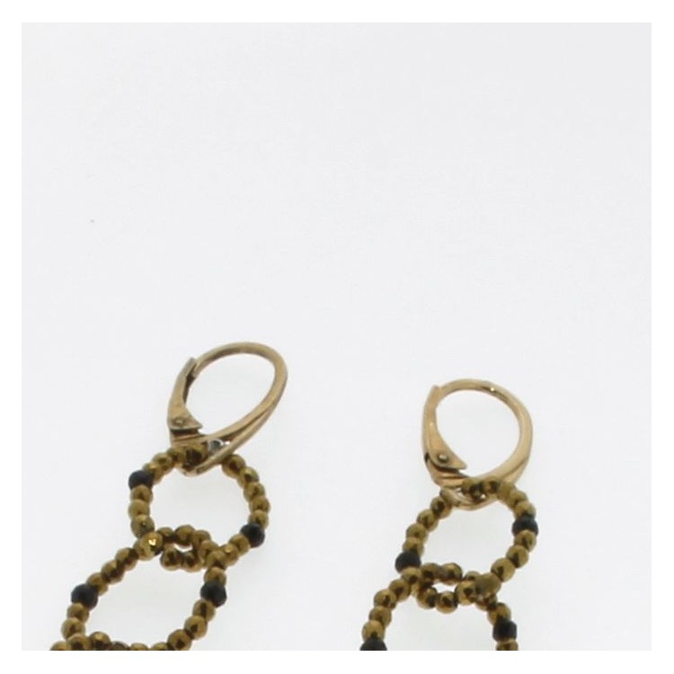 Orecchini lunghi Ematite Spinello Legno Argento cod 387