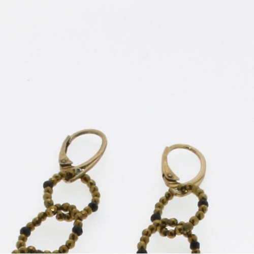 Orecchini lunghi Ematite Spinello Legno Argento cod 387