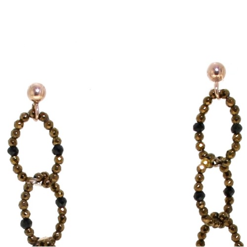 Orecchini lunghi Ematite Spinello Legno Argento cod 389