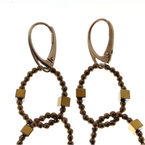 Orecchini lunghi Madreperla Ematite Argento cod 390