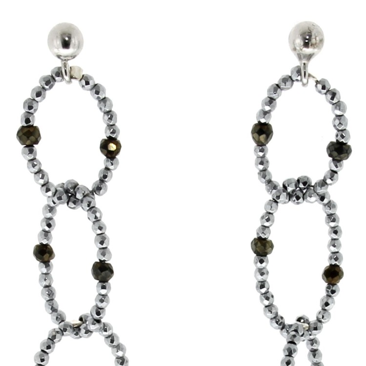Orecchini lunghi Madreperla Ematite Argento cod 396