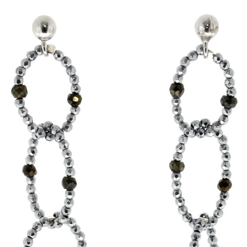 Orecchini lunghi Madreperla Ematite Argento cod 396