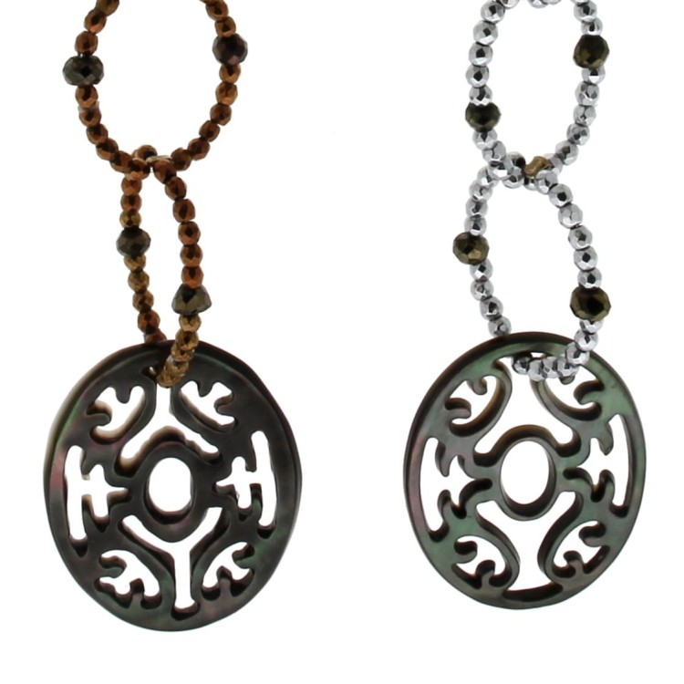 Orecchini lunghi Madreperla Ematite Argento cod 397