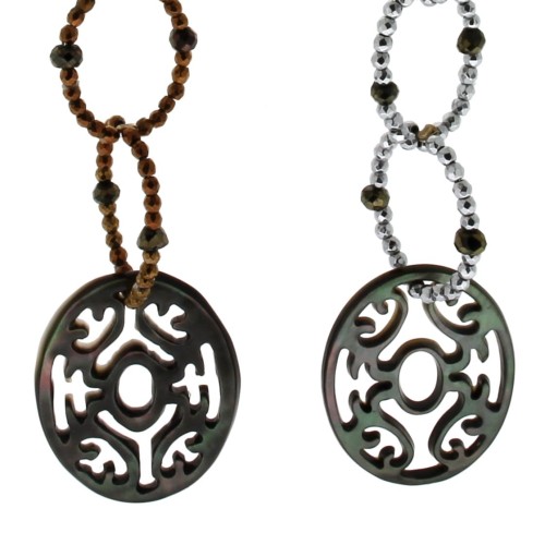 Orecchini lunghi Madreperla Ematite Argento cod 397