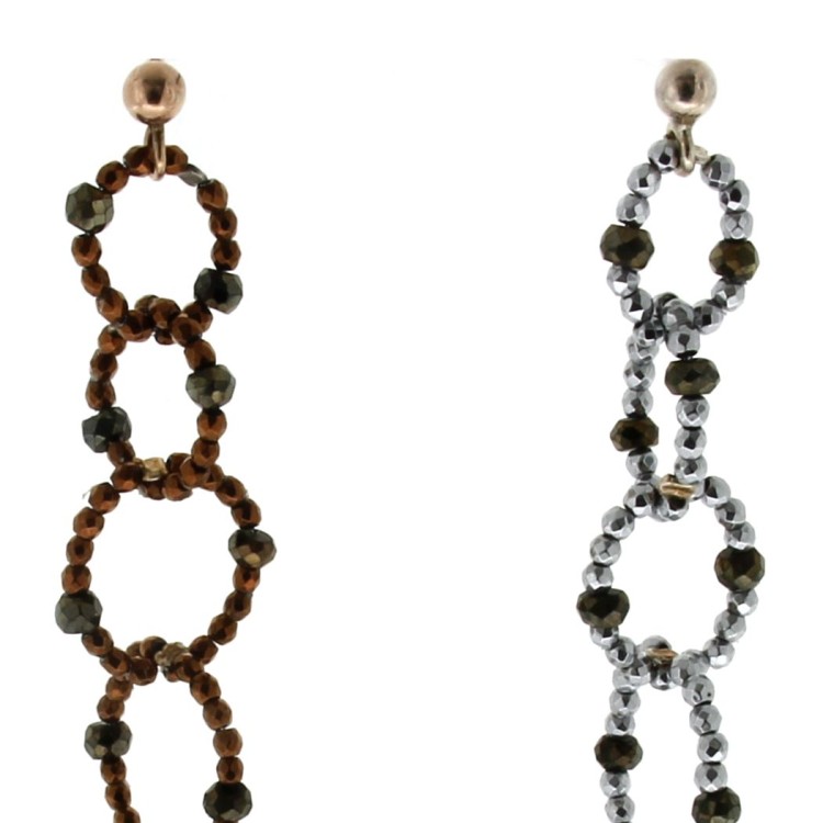 Orecchini lunghi Madreperla Ematite Argento cod 397