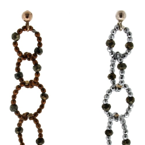 Orecchini lunghi Madreperla Ematite Argento cod 397