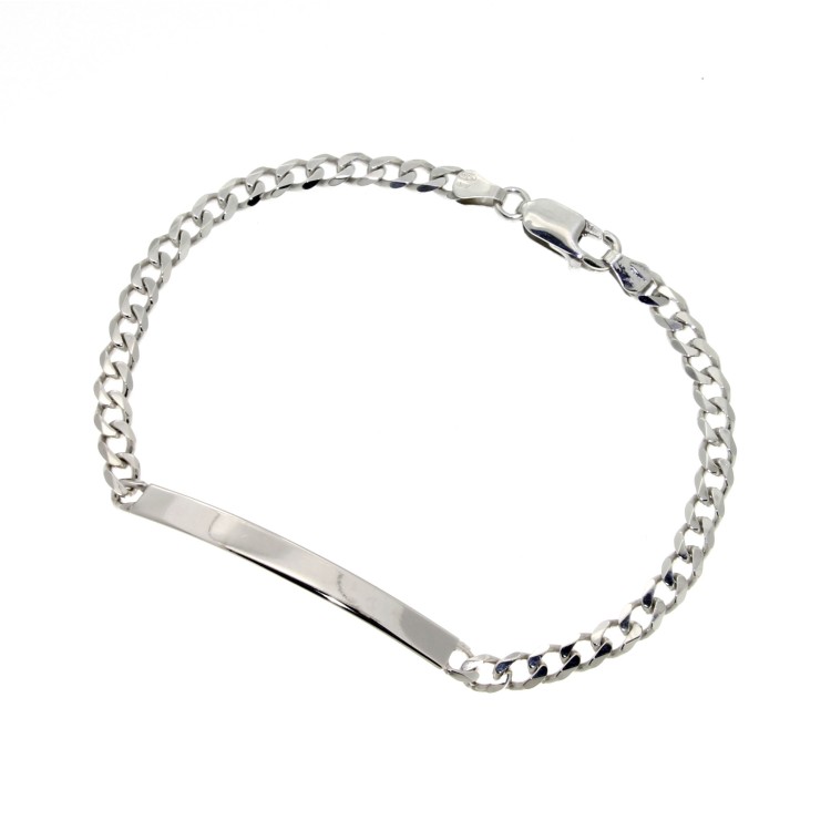 Bracciale Argento Targhetta misura 4,7 x 1,4 mm maglia Grumetta gr 8,5