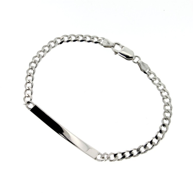 Bracciale Argento Targhetta misura 4,7 x 1,4 mm maglia Grumetta gr 8,5