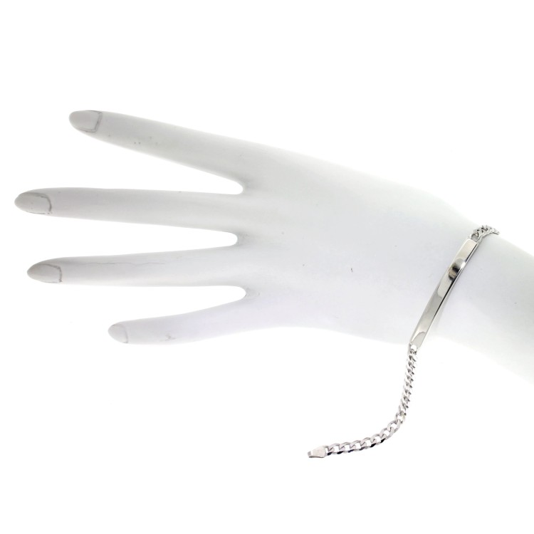 Bracciale Argento Targhetta misura 4,7 x 1,4 mm maglia Grumetta gr 8,5