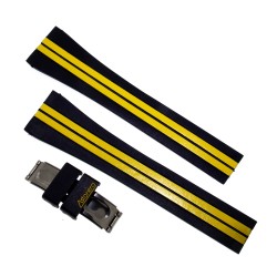 Vetta Cinturino in Caucciù nero e giallo Astorera 20/14 mm