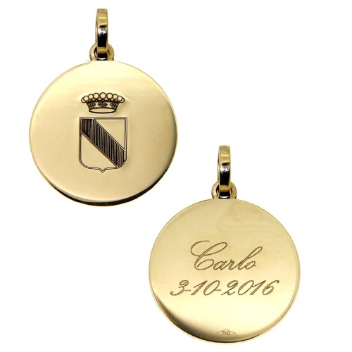 Medaglia Rotonda Lucida Incisa a scelta diametro 20 mm Oro 18 kt 3,6 gr