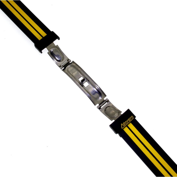 Vetta Cinturino in Caucciù nero e giallo Astorera 20/14 mm
