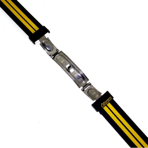 Vetta Cinturino in Caucciù nero e giallo Astorera 20/14 mm