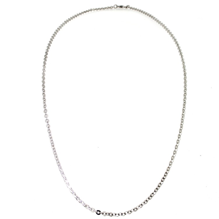 Collana Rolò Piatta Anelli 51 cm Oro Bianco 18 kt 8,1 gr
