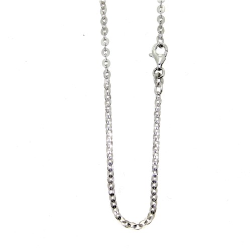 Collana Rolò Piatta Anelli 51 cm Oro Bianco 18 kt 8,1 gr