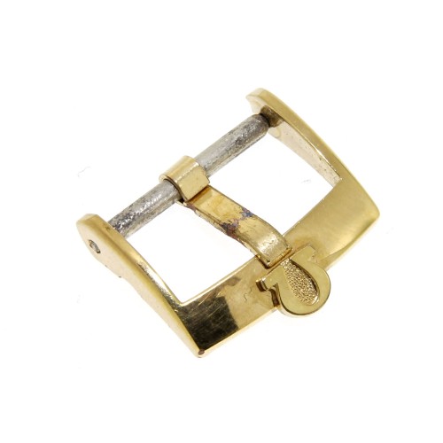 Omega Fibbia Vintage ardiglione Placcata Oro 16 mm emblema applicato