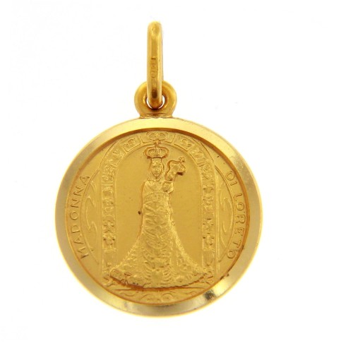 Medaglia MADONNA Loreto Misura 17 mm Oro Giallo 18 kt 3,0 gr
