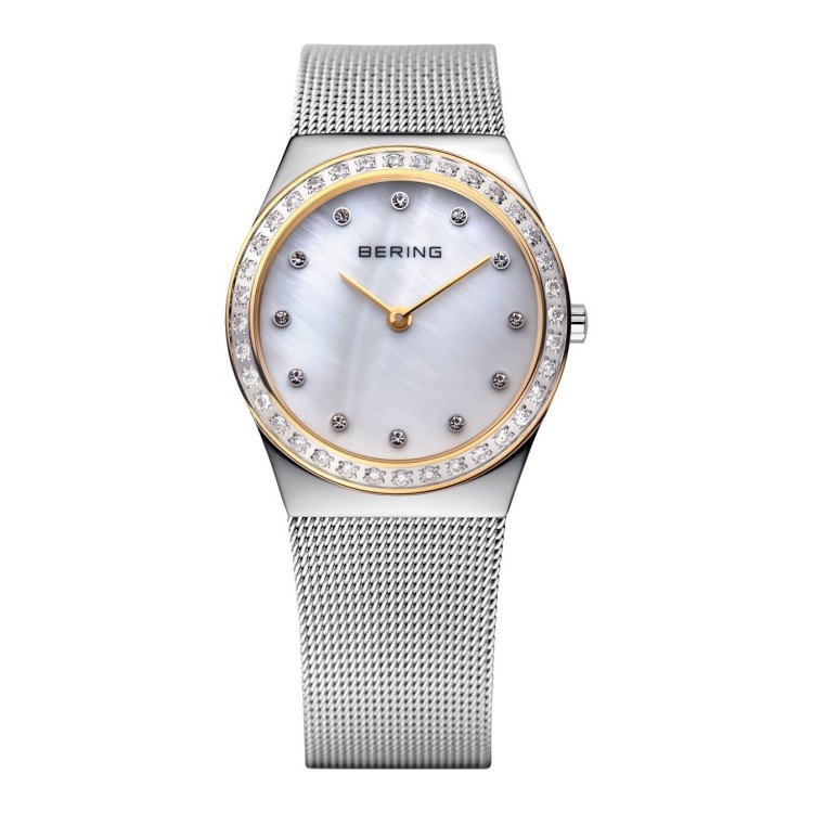 BERING Sapphire Crystal, 12430-010 misura 30 mm Swarovski, Steel Case, Mother o