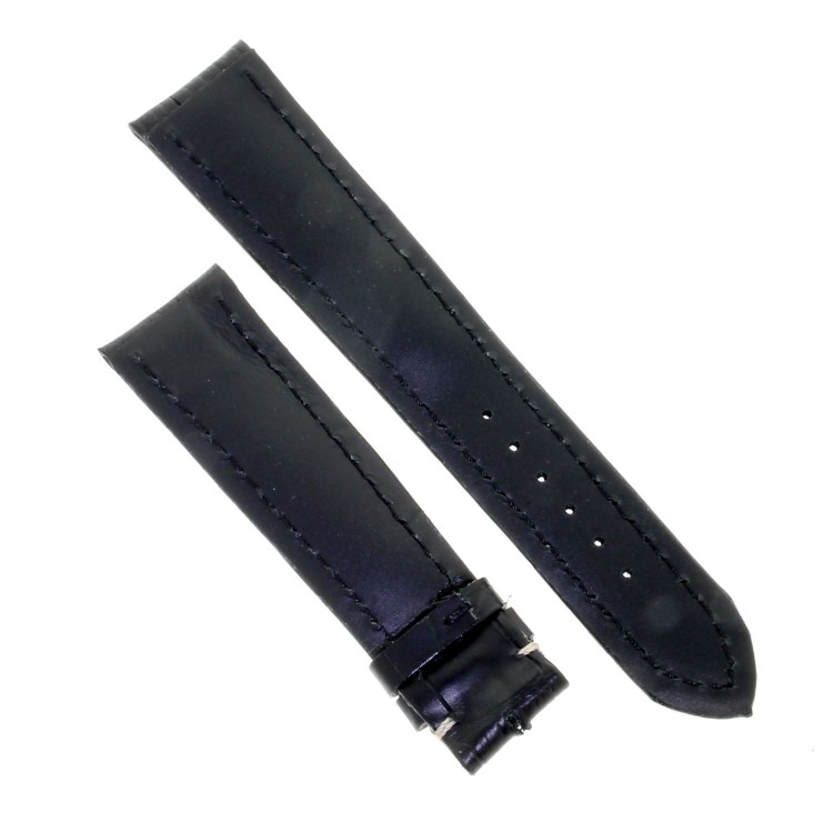 Cinturino Sartoriale Stampa Alligatore Nero Opaco 21/18 mm Bombatura Breitling cuciture chiare
