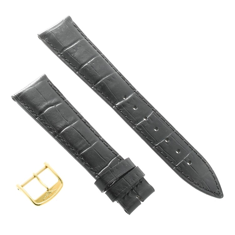 Longines Cinturino L682101263 FG Stampa Alligatore Nero 20/16 mm fibbia PVD