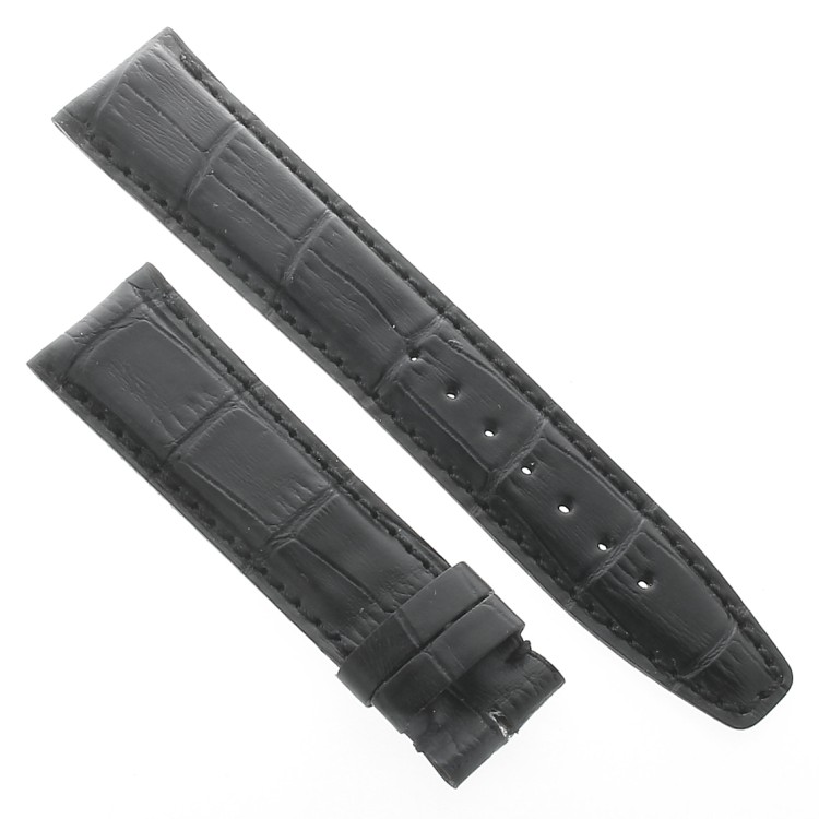 Cinturino non originale per IWC portoghese pelle  stampa alligatore Nero Opaco 20/18 mm 