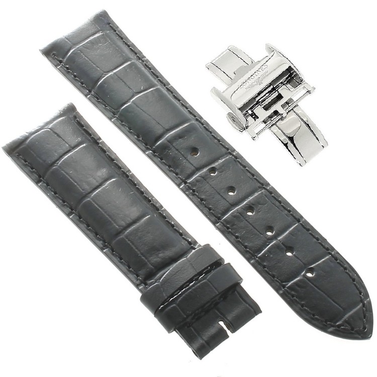 Longines Cinturino L682101067 FDA Stampa Alligatore Nero 21/18 mm Heritage