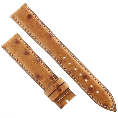 Cinturino Stampa Struzzo Marrone Miele opaco 18/16 mm B37B classico cuciture bianche