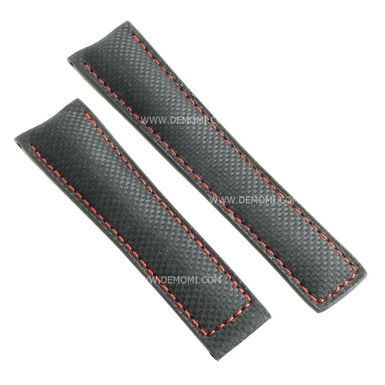 Tag Heuer Cinturino Pelle FC6256 Nero carbon fiber misure 22/18 mm per Carrera